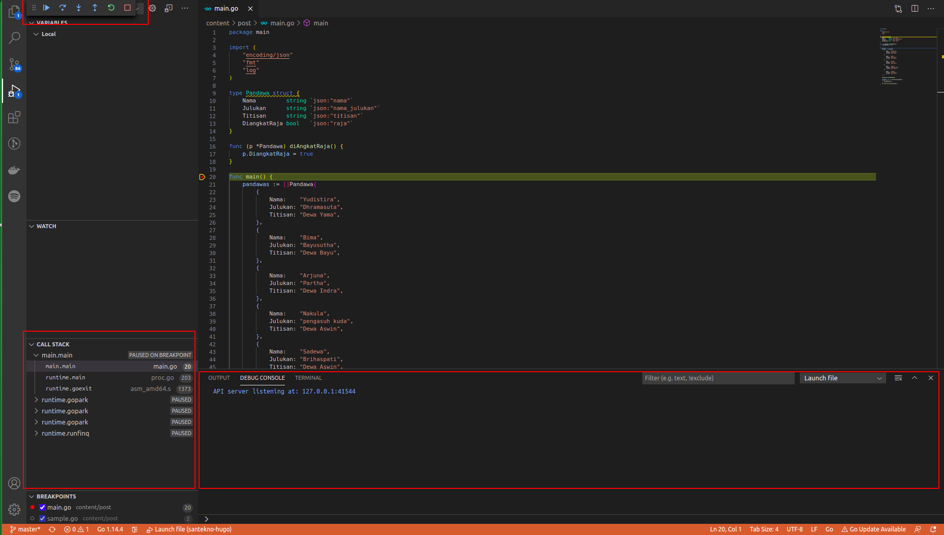 run breakpoint in vscode