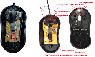 Photo of an early optical mouse circuit board and its components Photo of an early optical mouse circuit board and its components