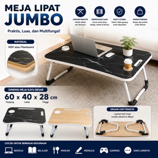 Meja Lipat Kayu Jumbo 60x40x28cm Portable Multifungsi